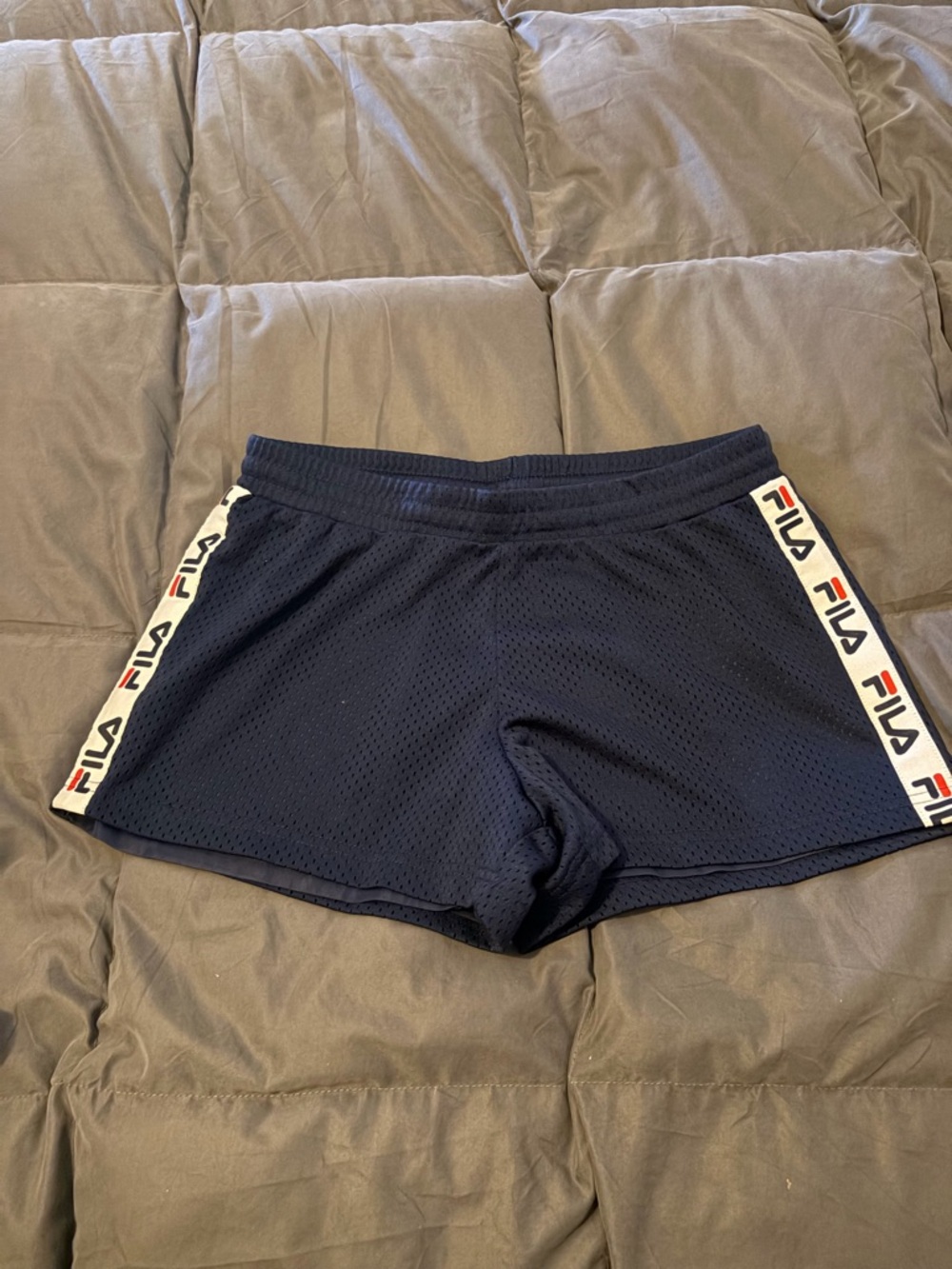 Fila Navy Mesh Athletic Shorts with Logo Side Tape